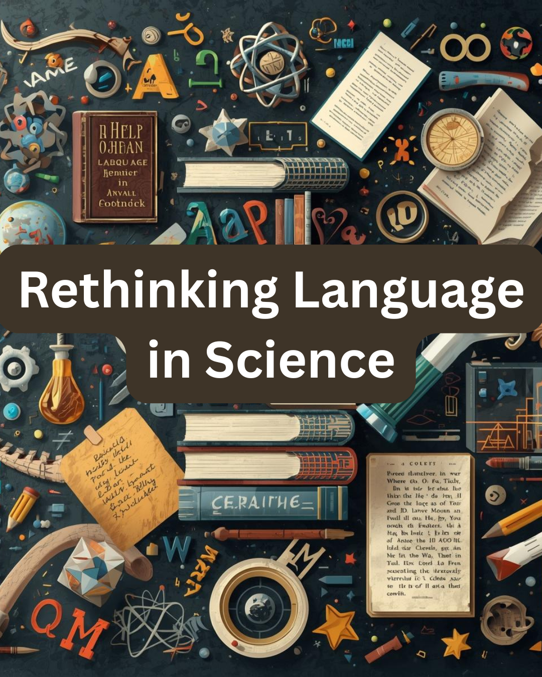 An image pf scientific things and letters