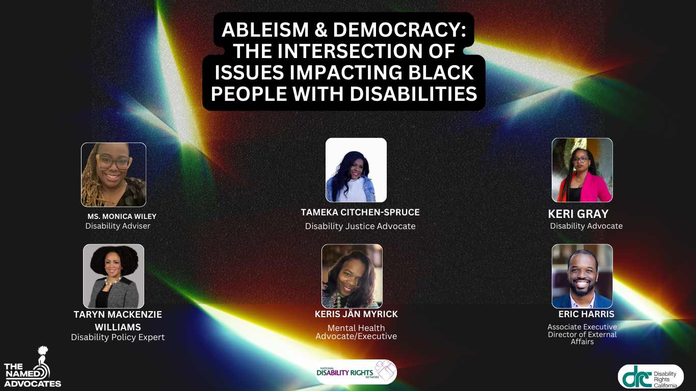 A graphic with the panelists on it